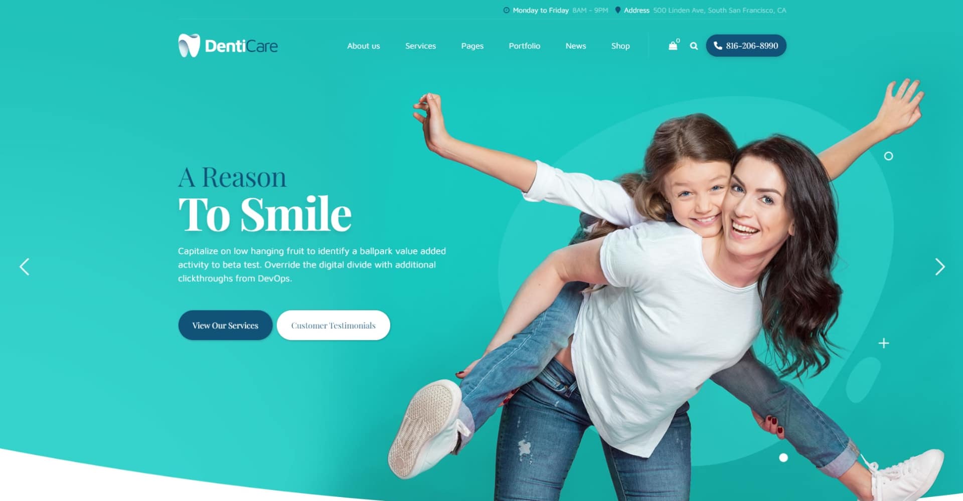 dental office website banner