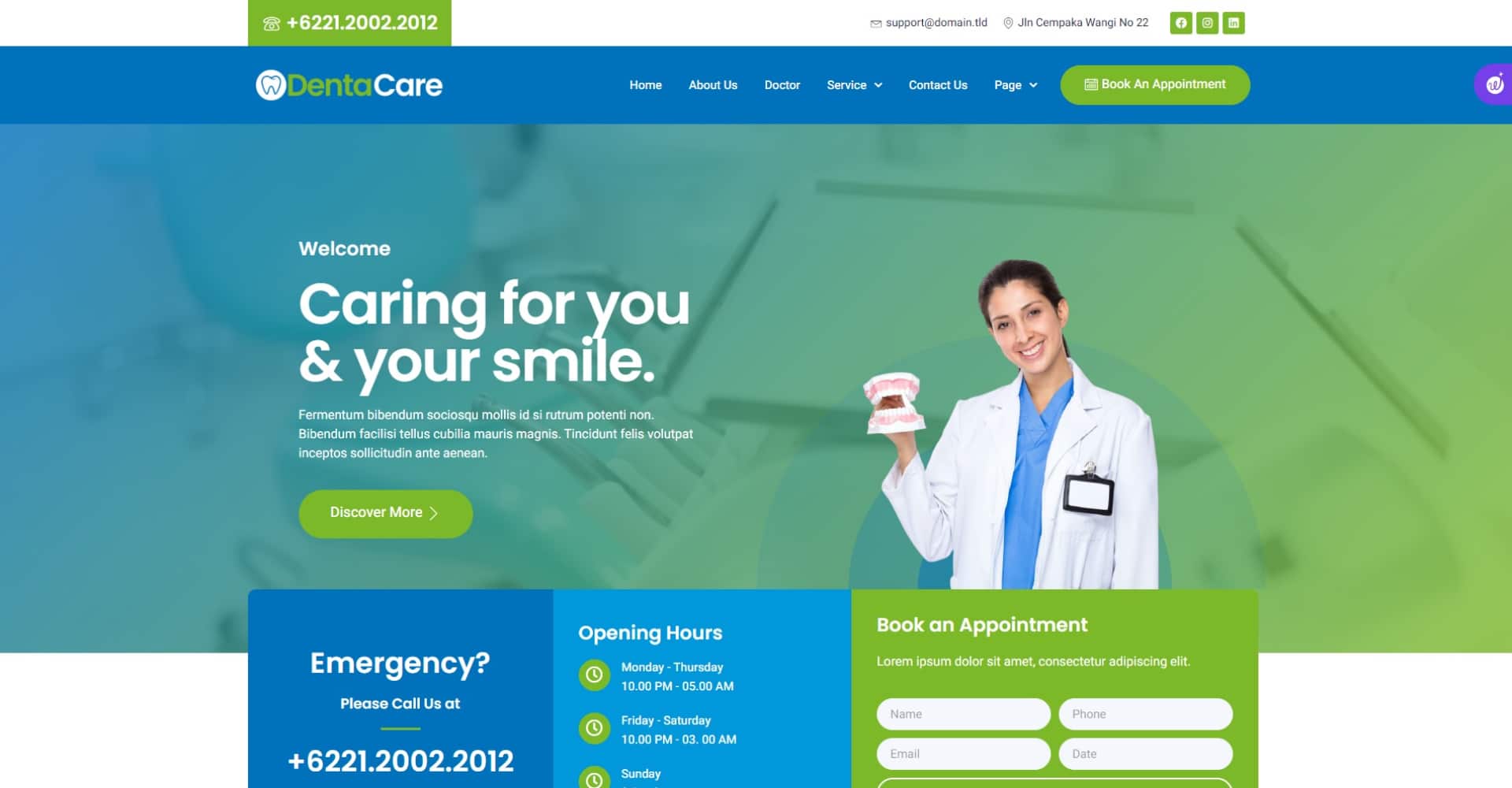 dental office website banner